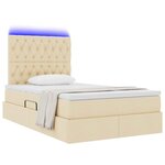 vidaXL Lit de rangement LED avec matelas Crème 120 x 190 cm Tissu