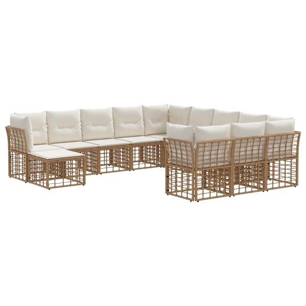 vidaXL Ensemble de canapés d'extérieur 12 Pièces Blanc Naturel et Crème