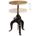 vidaXL Table de bar Bois de manguier massif 60 x (76-110) cm