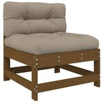vidaXL Canapé central avec coussins marron miel bois de pin solide