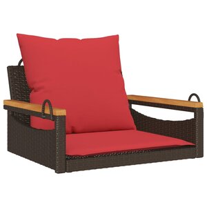 vidaXL Balancelle avec coussins marron 63x62x40 cm résine tressée