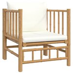 vidaXL Salon de jardin 6 Pièces avec coussins blanc crème bambou