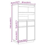 vidaXL Buffet haut Gris 60x40x116 5 cm Bois massif de pin