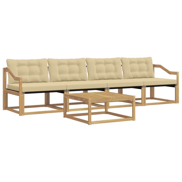 vidaXL Ensemble de canapés d'extérieur 5 Pièces Blanc et Beige