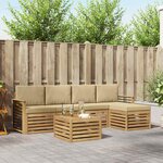 vidaXL Ensemble de canapés d'extérieur 6 Pièces Blanc et Beige Polyester