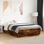 vidaXL Cadre de lit sans matelas chêne fumé 135x190 cm