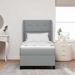 vidaXL Lit à ressorts avec matelas Gris clair 100 x 200 cm tissu