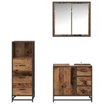vidaXL Ensemble de mobilier de salle de bain 3 Pièces Bois Ancien