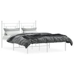 vidaXL Cadre de lit métal sans matelas et tête de lit blanc 140x190 cm