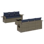 vidaXL Salon de jardin 7 Pièces avec coussins gris résine tressée