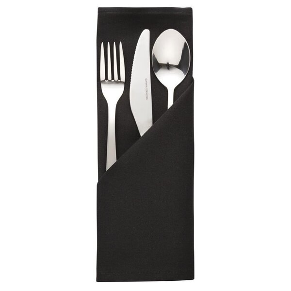 Serviette noire en polyester 510 x 510 mm - lot de 10 - mitre -  - polyester 510x510xmm
