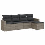 vidaXL Salon de jardin 5 Pièces avec coussins gris résine tressée