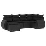 vidaXL Salon de jardin 6 Pièces avec coussins noir résine tressée