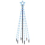 vidaXL Sapin de Noël avec piquet Bleu 108 LED 180 cm