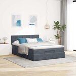 vidaXL Cadre de lit ottoman avec matelas gris foncé 140x190 cm velours