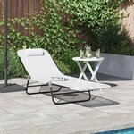 vidaXL Chaise longue pliante Crème 182 x 55 x 85 5 cm Textilène