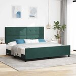 vidaXL Cadre de lit avec tête de lit Vert foncé 200 x 200 cm Velours
