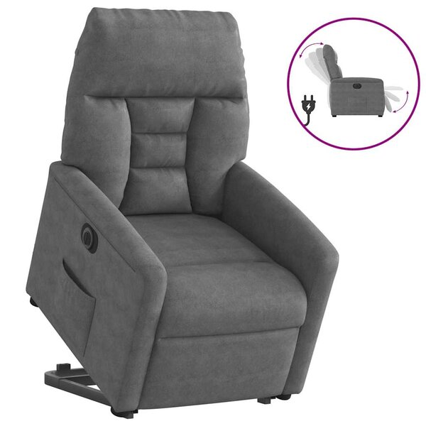 vidaXL Fauteuil inclinable électrique gris foncé tissu microfibre
