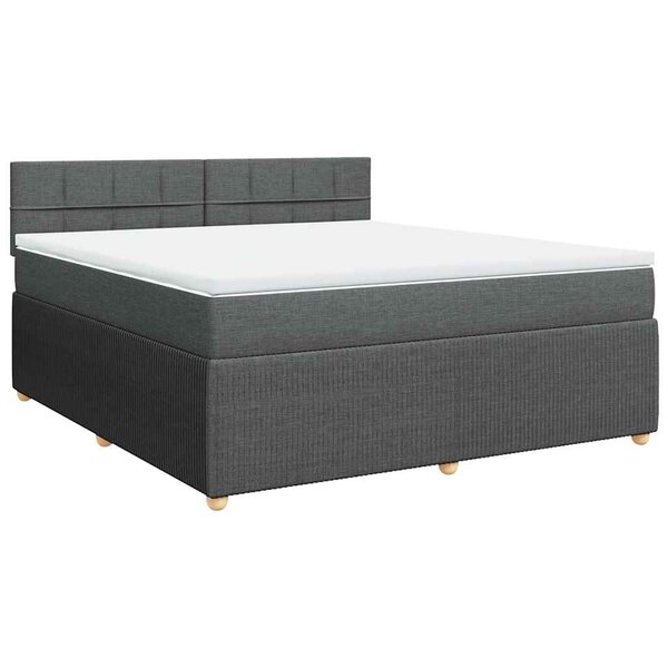 vidaXL Sommier à lattes de lit avec matelas Gris foncé 180x200cm Tissu