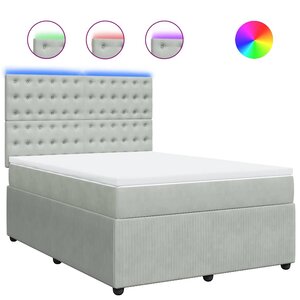 vidaXL Sommier à lattes de lit et matelas Gris clair 160x200cm Velours
