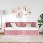 vidaXL Cadre de lit d'angle Rose 80 cm x 200 cm Velours