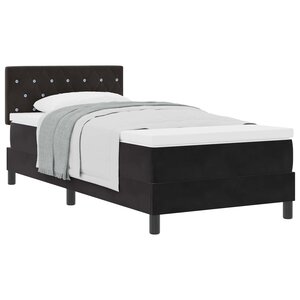 vidaXL Lit à ressorts avec matelas Noir 100 x 200 cm Velours