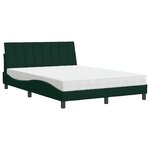 vidaXL Lit avec matelas Hanko vert foncé 140x190 cm velours