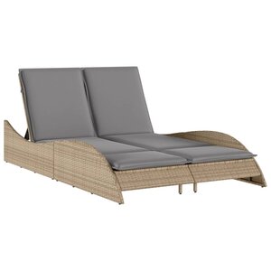 vidaXL Chaise longue avec coussins beige 114x205x73 cm résine tressée