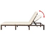 vidaXL Chaise longue avec coussin Résine tressée Marron