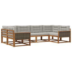 vidaXL Ensemble de canapés d'extérieur 6 Pièces Naturel et gris clair