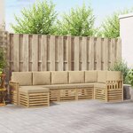 vidaXL Ensemble de canapés d'extérieur 6 Pièces Blanc et Beige