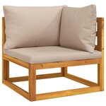 vidaXL Salon de jardin 7 Pièces avec coussins taupe bois massif