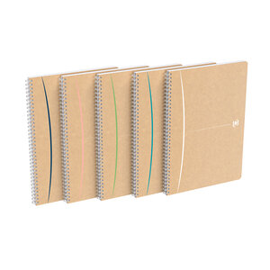 Cahier recyclé spirale oxford touareg a4 21 x 29 7 cm - petits carreaux - 180 pages - lot de 5