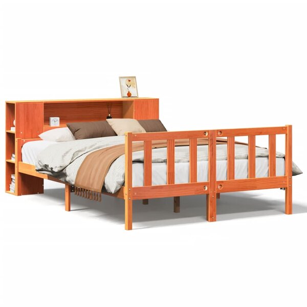 vidaXL Lit bibliothèque sans matelas cire marron 150x200cm bois massif