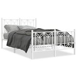 vidaXL Cadre de lit métal sans matelas et pied de lit blanc 120x200 cm