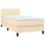 vidaXL Sommier à lattes de lit avec matelas LED Crème 90x200 cm Tissu