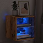 vidaXL Meuble TV mural avec lumières LED vieux bois 30x28 5x30 cm