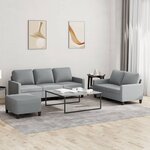vidaXL Ensemble de canapés 3 Pièces avec coussins Gris clair Tissu
