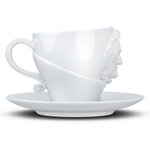 Tasse Richard Wagner avec sous tasse en porcelaine blanche