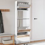 vidaXL Armoire chaussures miroir 5niveaux blanc brillant 63x17x169 5cm
