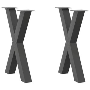vidaXL Pieds de table à manger en forme de X  2 pièces  anthracite  60 x (72-73) cm  acier