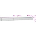 vidaXL Lit surélevé de jardin 600x80x45 cm Acier galvanisé Argenté