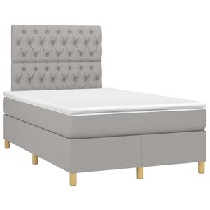 vidaXL Sommier à lattes de lit et matelas gris clair 120x190 cm tissu