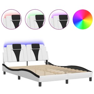 vidaXL Cadre de lit Viana avec LED sans matelas blanc et noir 140x200 cm