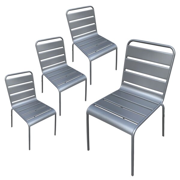 Chaises de jardin MONTMARTRE gris métal x4