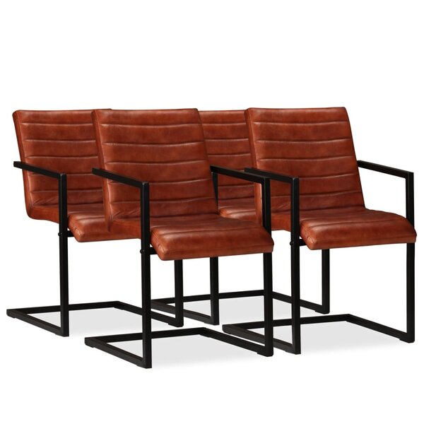 vidaXL Chaises à manger lot de 4 marron cuir véritable