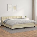 vidaXL Sommier à lattes de lit avec matelas Crème 200x200cm Similicuir