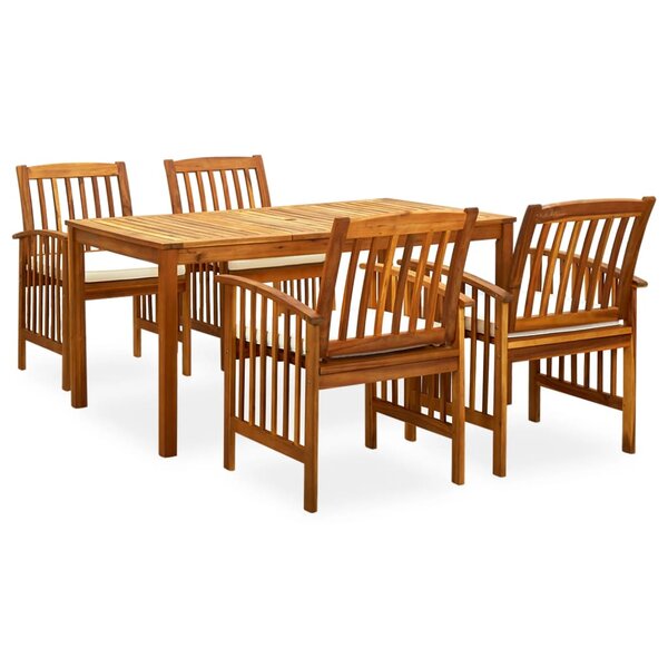 vidaXL Ensemble à manger de jardin 5 Pièces avec coussins Acacia solide