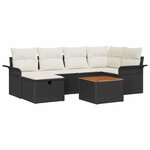 vidaXL Ensemble de canapé de jardin avec coussin 7 Pièces Noir Poly rotin