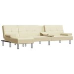 vidaXL Canapé-lit en forme de L crème 255x140x70 cm similicuir